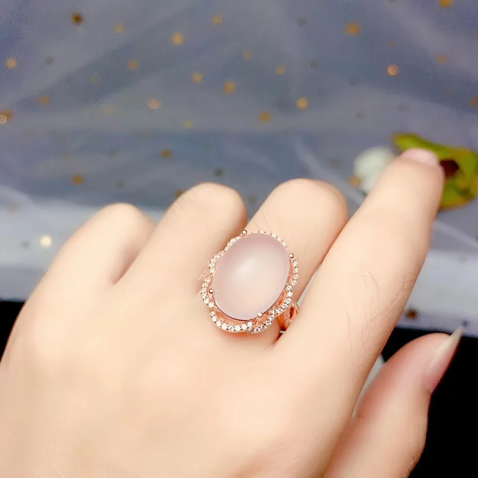 Серьги-Кольцо из серебра 925 пробы с натуральным розовым кварцем | Украшения и