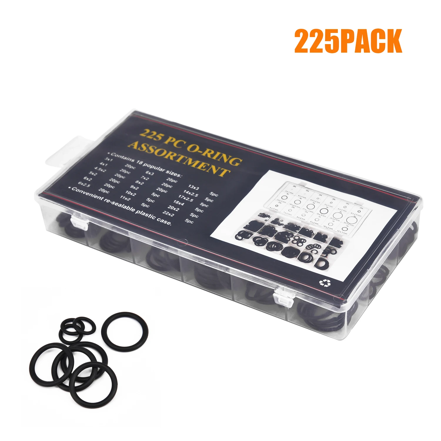 

Automotive O-Rings Rubber Gasket Assortment Washers Black Kit Universal