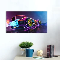neon car rocket league vaporwave digital art poster canvas painting wall art decor bedroom study home decoration prints