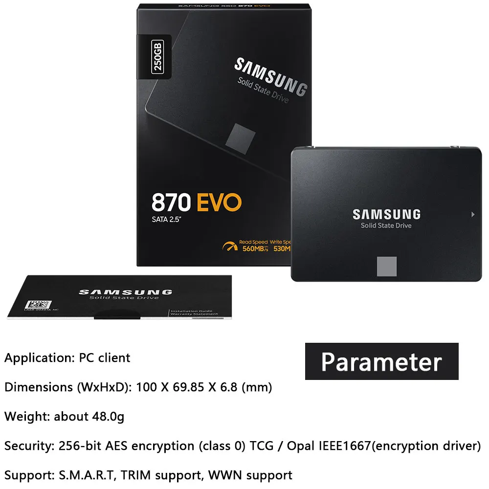 SAMSUNG SSD 870 EVO 500  250  1  2      HDD   SATA3 2, 5