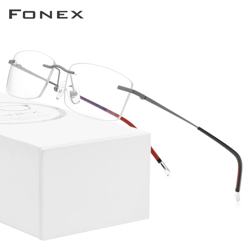 FONEX B титановые очки без оправы, мужские очки по рецепту, оправа для женщин, ультралегкие очки для близорукости, оптические очки без оправы, корейские очки 9608