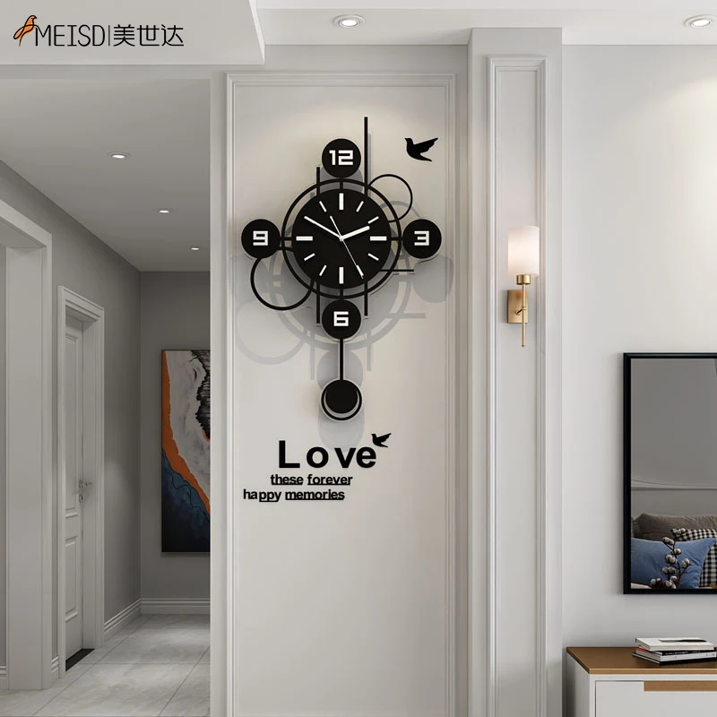 Нордические часы MEISD настенные с маятниковым декором современный дизайн