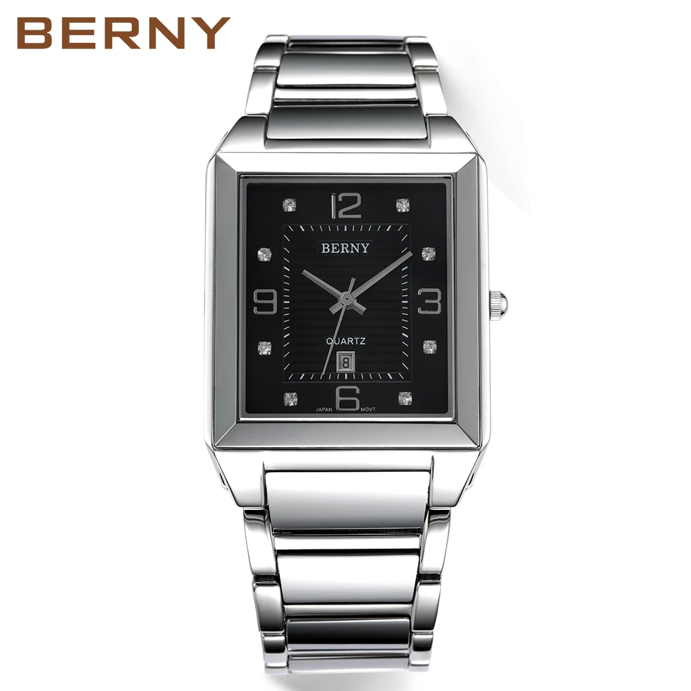 BERNY Women Quartz Watches Luxury Fashion Business Rectangle Lover Watches Men Wristwatches Couple Gift Clock Relogio Masculino.