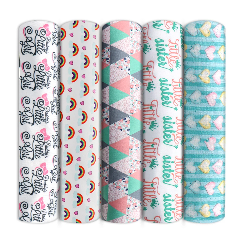 

50*145cm Printed 4Ways Stretch Knit Fabric for Tissue Kids Home Textile Sewing Doll Clothes Wedding Dress,1Yc13816