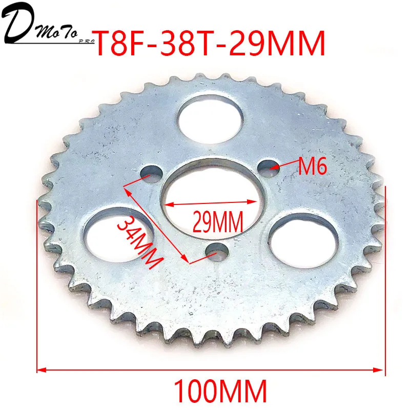 47cc 49cc T8F цепь 136 звенья и 38 54 74 зубья цепная пластина Звездочка для Мини Мото квадроцикл 2 тактный двигатель запчасти аксессуары - Цвет: T8F-38T-29MM