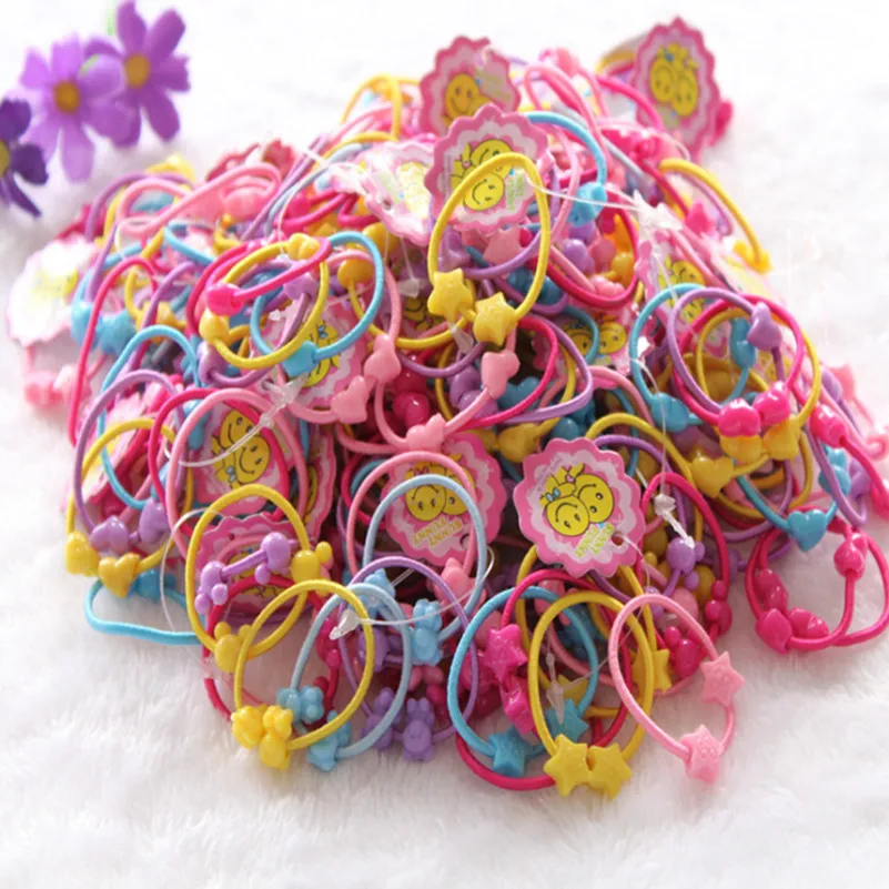 

50 шт./пакет маленькие Мультяшные медведи цветы повязка на голову Новинка Лидер продаж Детские хвостики держатели резинка для волос, аксессу...