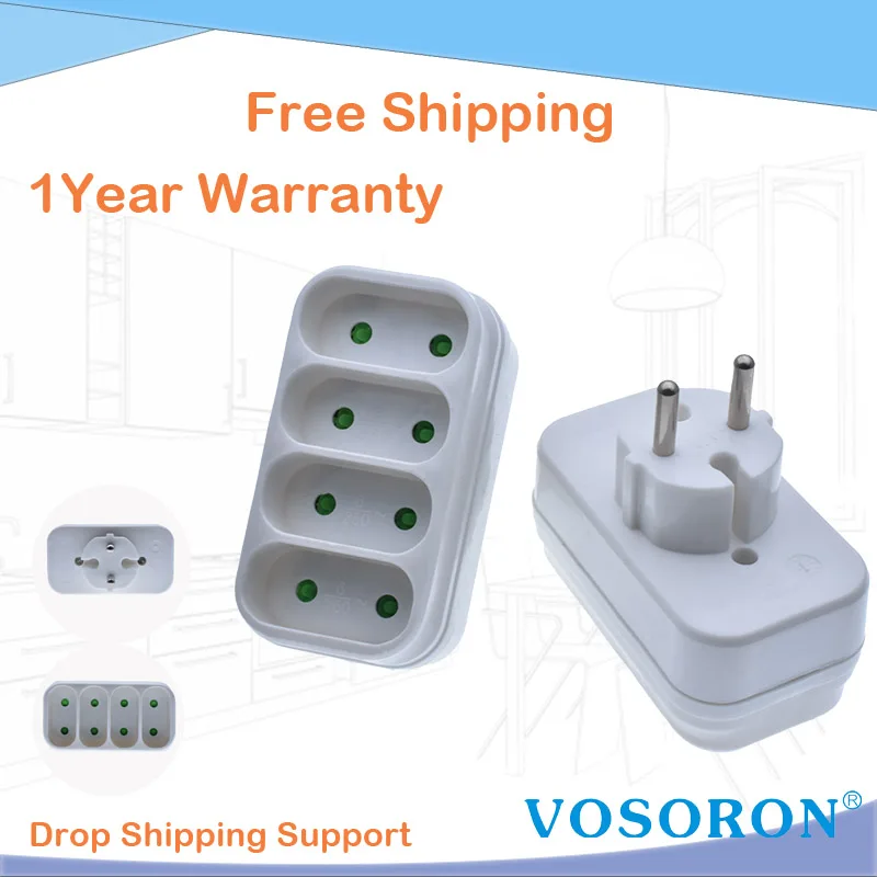 

European Type Conversion Plug 1 TO 4 Way EU Standard Power Adapter Socket 16A Travel Plugs