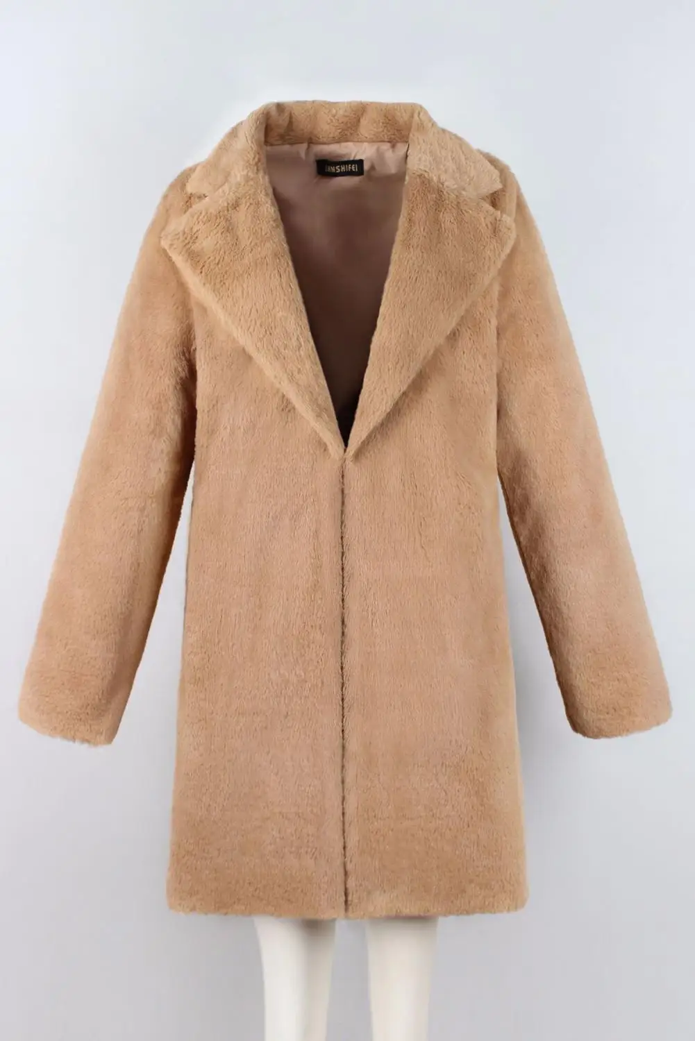 Женское меховое пальто на сезон осень-зима искусственное с закрытой пуговицей