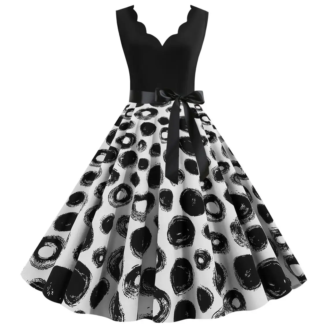 Новое платье без рукавов amazon ebay с V образным вырезом и поясом цифровой