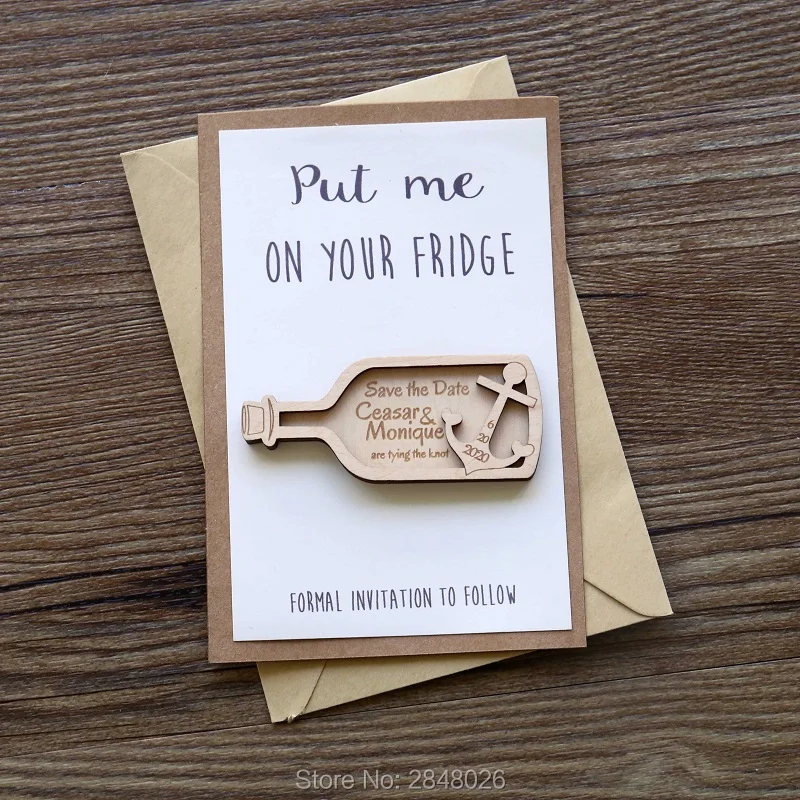 Персональный морской магнит для сохранения даты деревянный якорь свадебный день