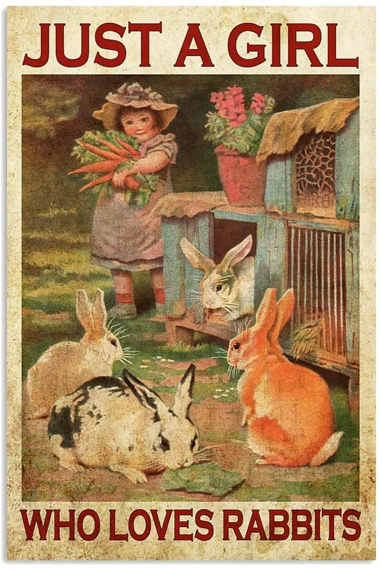 

Metal Tin Sign, Who Loves Rabbits Metal Tin Sign Wall Decoration/Bar,Restaurant, Cafe, Living Room, Bedroom, Garage 8x12 Inches