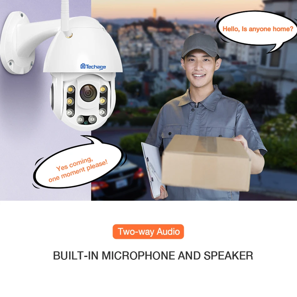 Techage 1080P 2MP Беспроводная PT ip камера скоростная купольная WIFI безопасность наружная
