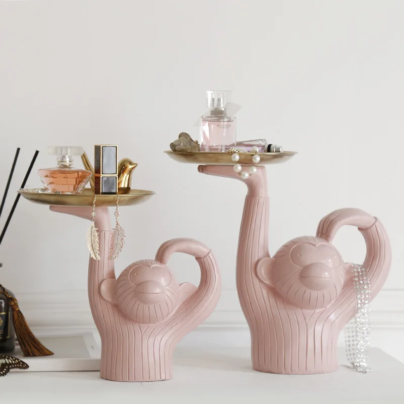 Скандинавский Morandi поднос для обезьяны из полимерной смолы с царапиной головкой