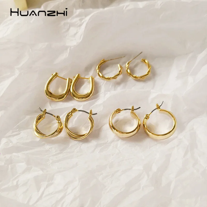 HUANZHI 2019 новые модные минималистичные геометрические металлические искажающие