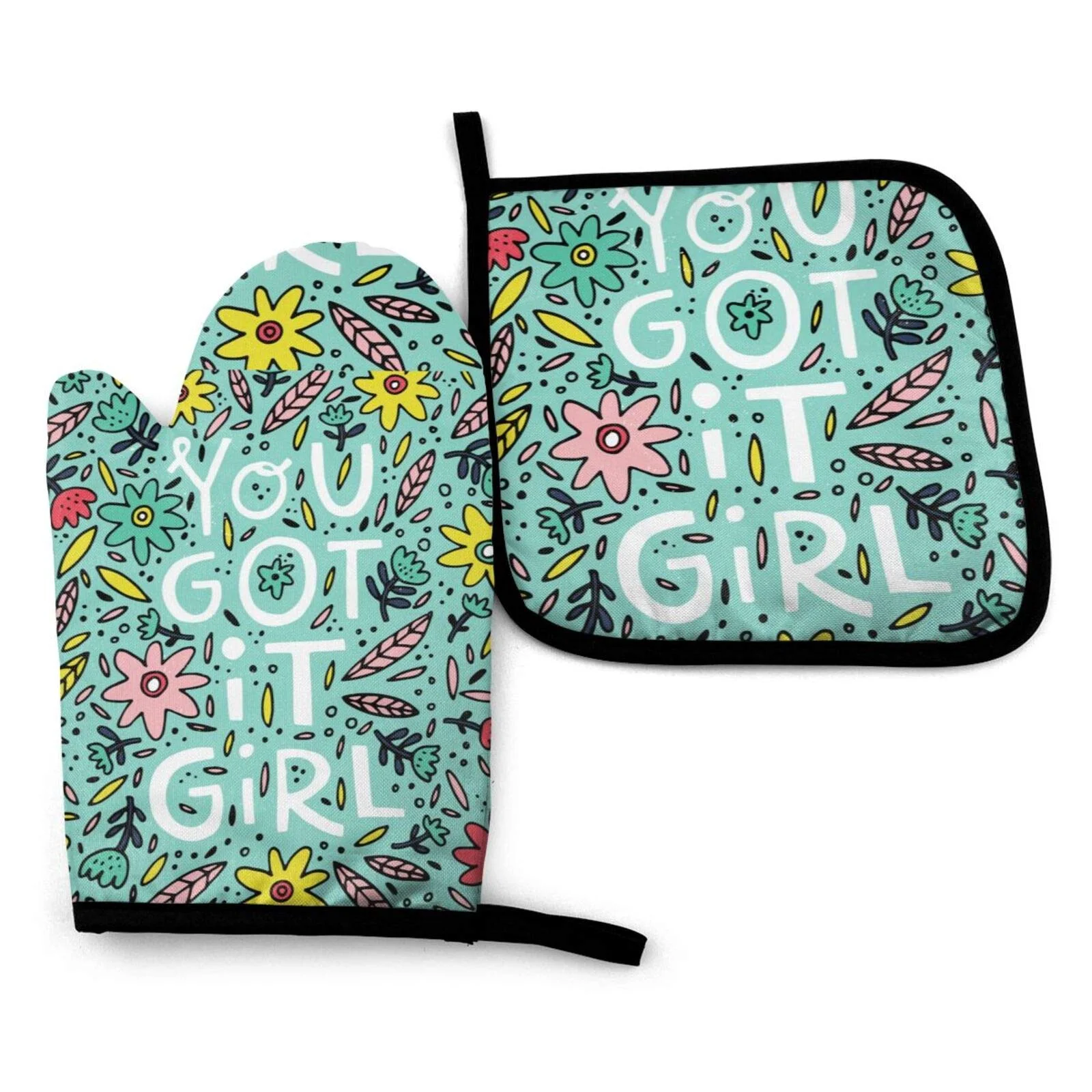 

Oven Glove Pot Holder Set Kitchen Gift Set Girl You Know The Kitchen Heater Washable Kitchen Cooking