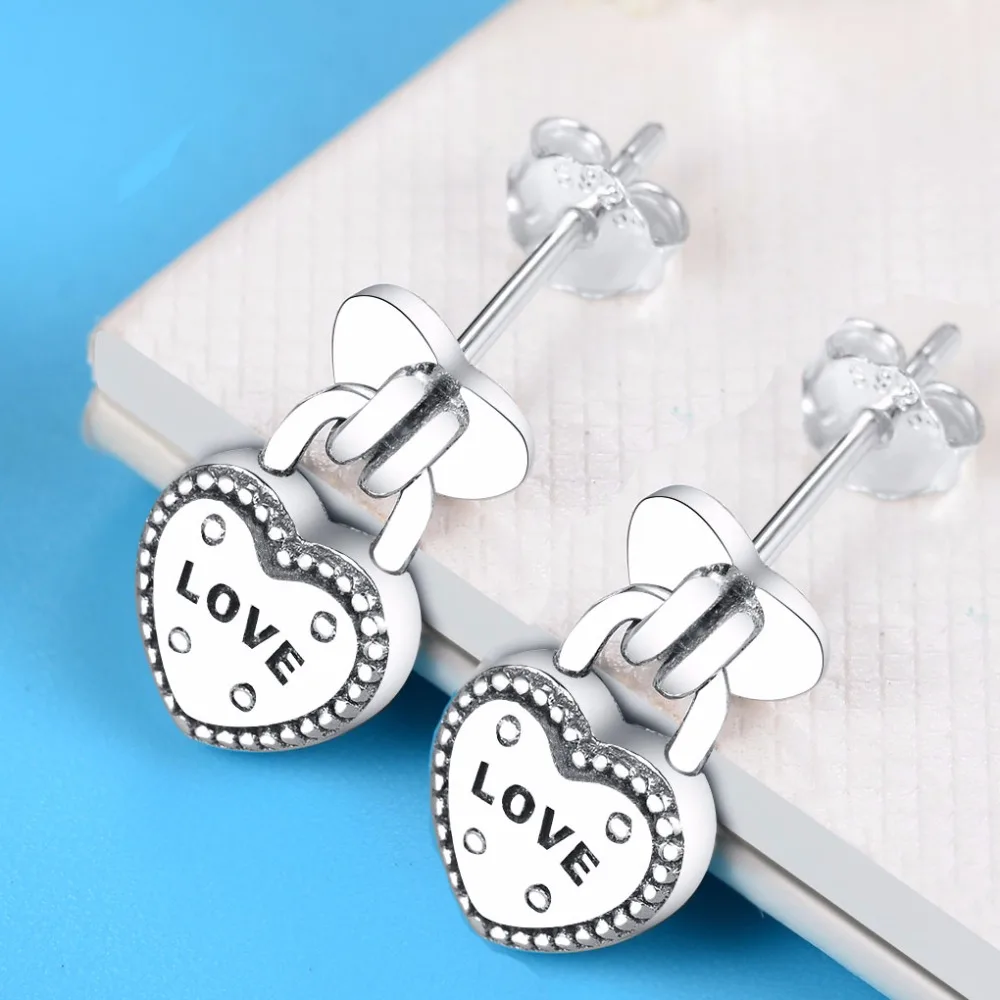 Женские серебряные замочек FC Серьги пусеты в стиле Love Lock из стерлингового