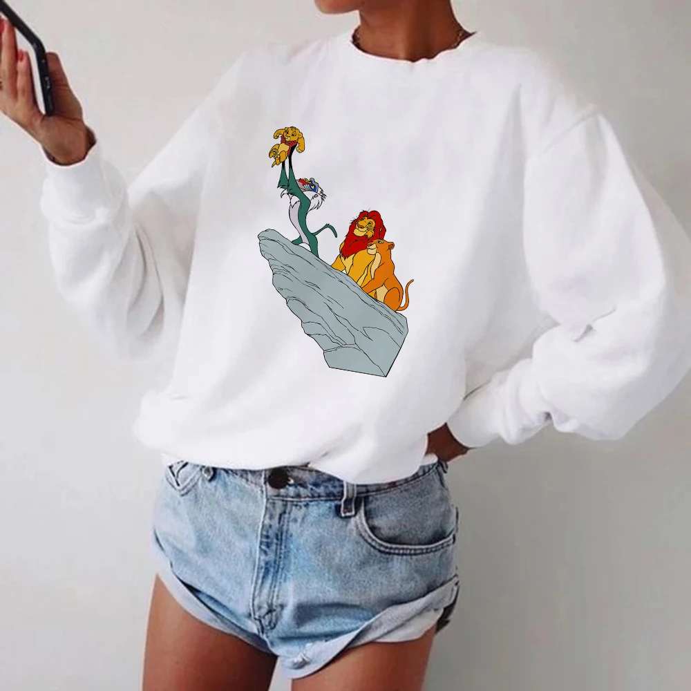 

The Lion King Printed Disney Brands Sweatshirt Women Streetwear Punk Hoodies for Girls Round Collar Hoodies Long Sleeve Female