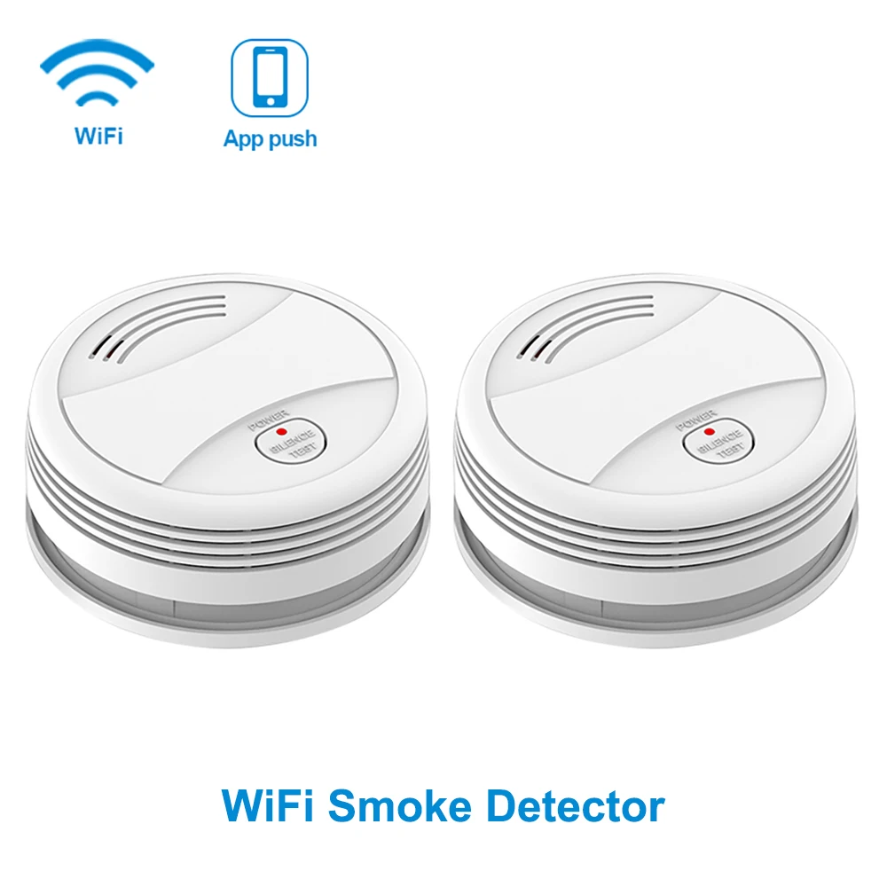 

SM05W 2pcs/Lot WiFi Smoke Sensor Tuya APP Smart Life Smoke Detector Fire Protection WiFi Detector Smoke Home Security Detector