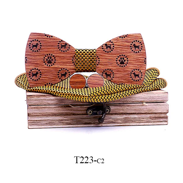 Linbaiway новинка мужской деревянный галстук-бабочка шейный платок и запонки Набор