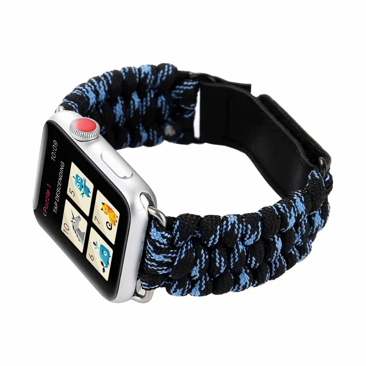 Спортивный тканый браслет из нейлоновой веревки для Apple Watch 38 мм 42 мм 40 мм 44 мм для iWatch 5 4 3 2 1