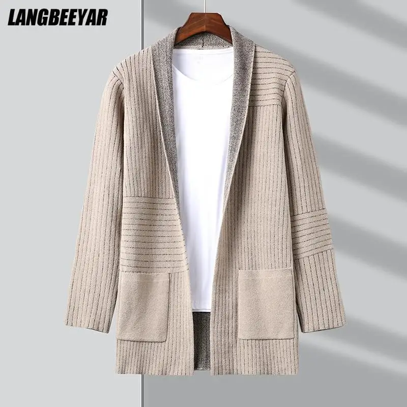

New Autum Winter Brand Fashion Knit Japanese Street Wear Mens Long Cardigan Retro Sweater Casual Coats Jacket Men Clothing