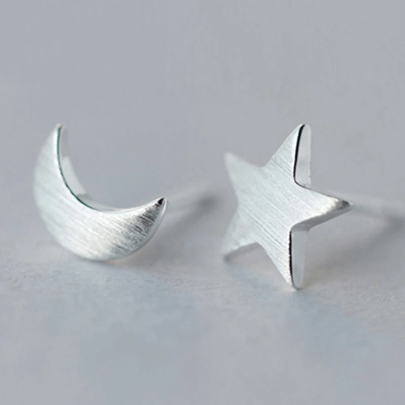 

Lovely 925 Sterling Silver Star Moon Stud Earrings for Women Korean Minimalist Fine Jewelry Accessories