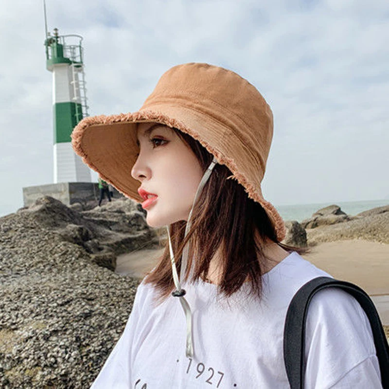 

Women Spring Summer Bucket Hat Jean Folded Fishing Bucket Cap Bonnets Peaked Cap Panama Hat Bonnet Fishing Hat Chapeu Bucket