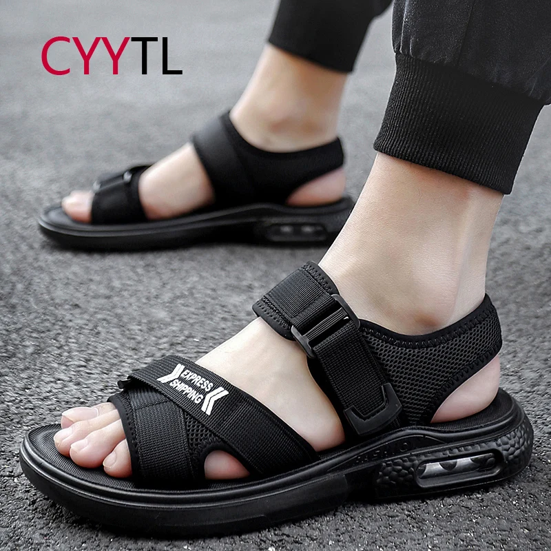 

CYYTL Men's Summer Sport Sandals Open Toe Strap Comfortable Outdoor Beach Shoes Casual Boys Buckle Flats Slippers тапки мужские
