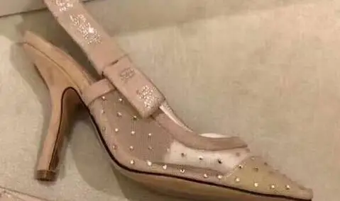 9.5CM pink Mesh Туфли-лодочки на каблуке 9,5 см; стильные женские туфли-лодочки и сандалии с бантиком; модные женские туфли-лодочки на каблуке с острым носком, украшенные буквенным принтом, с открытой пяткой - Цвет: 9.5CM pink Mesh