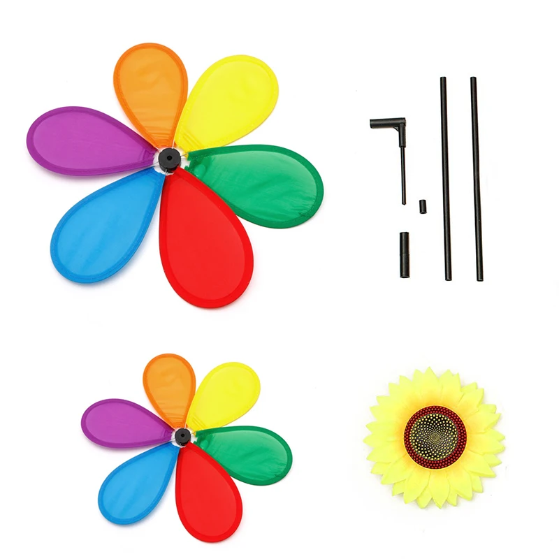 

Sunflower Windmill Wind Spinner Rainbow Whirligig Wheel Home Yard Decoration New Q1QC
