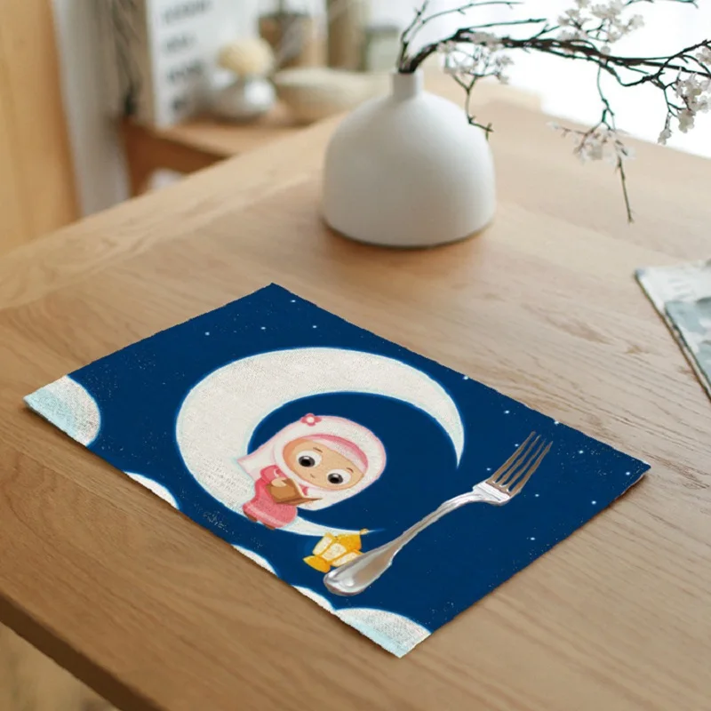 

Muslim Ramadan Decoration For Home EID Linen Mats Eid Mubarak Decoration Muslim Mosque Decorative Supplies Baby Shower Decor Mat
