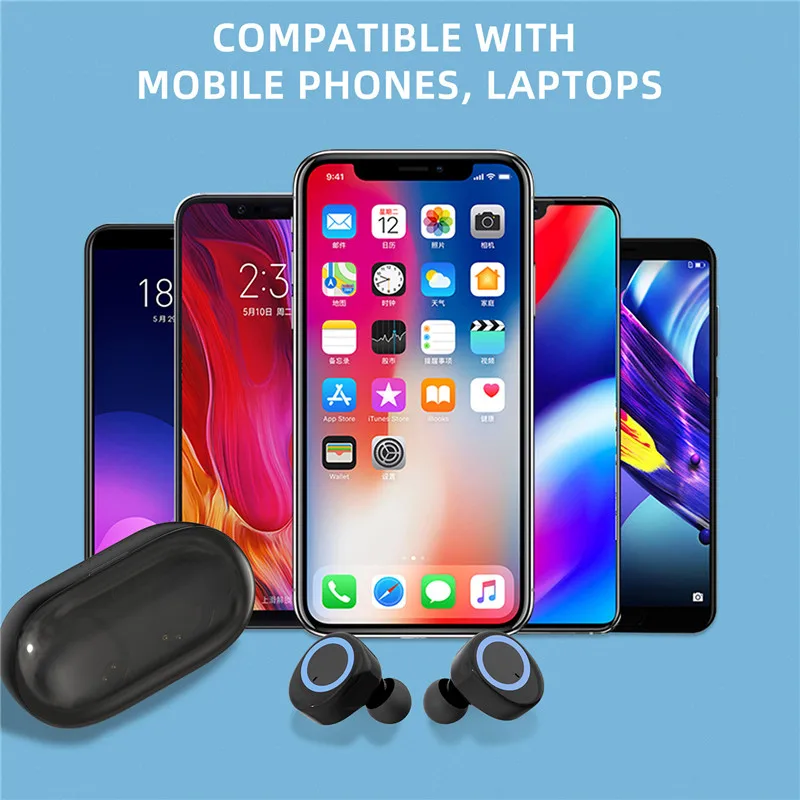 TWS 5,0 Bluetooth наушники 3D стерео беспроводные наушники HiFi Звук без задержки с микрофоном и зарядной коробкой для всех телефонов