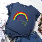 Женская футболка размером XL, новая женская футболка с радужным принтом, женская рубашка из 100% хлопка, футболка с круглым вырезом и коротким рукавом, летняя футболка