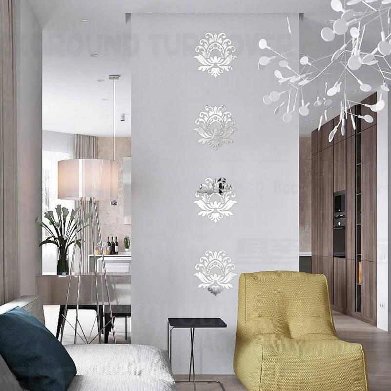 2 комплекта зеркальный стикер Ванная комната Роскошный Ретро винтажный