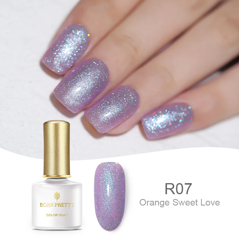 BP-R07 Born pretty, голографическая УФ-гель для ногтей Базовое покрытие и верхнее покрытие набор 6 мл Сияющий лазер замочить от маникюра Гель-лак для нейл-арта УФ-гель - Цвет: BP-R07