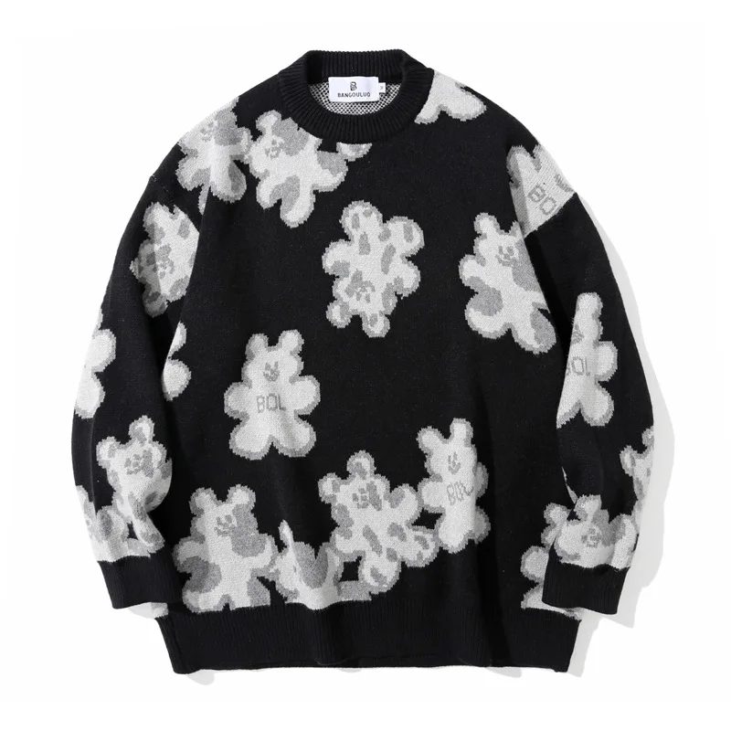 

Осенне-зимний шерстяной вязаный свитер GTDOM 2021 для пары, хлопковые свободные шикарные Повседневные свитера с круглым вырезом и длинными рука...