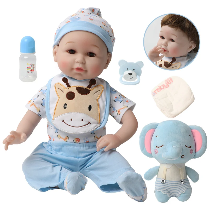 Реалистичная силиконовая кукла-младенец 56 см одежда со слоном игрушки на день