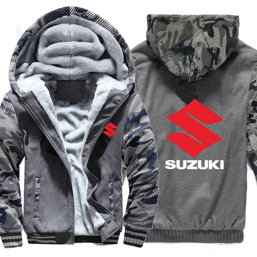 Мотоцикл Suzuki толстовки Зимний камуфляжный чехол куртка для мужчин флис Suzuki мужские толстовки