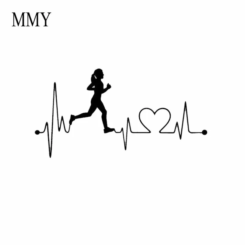 7 &quot* 3 75&quot Run Girl Heartbeat Marathon 13 1 26 2 Беговая наклейка наклейки грузовики стены