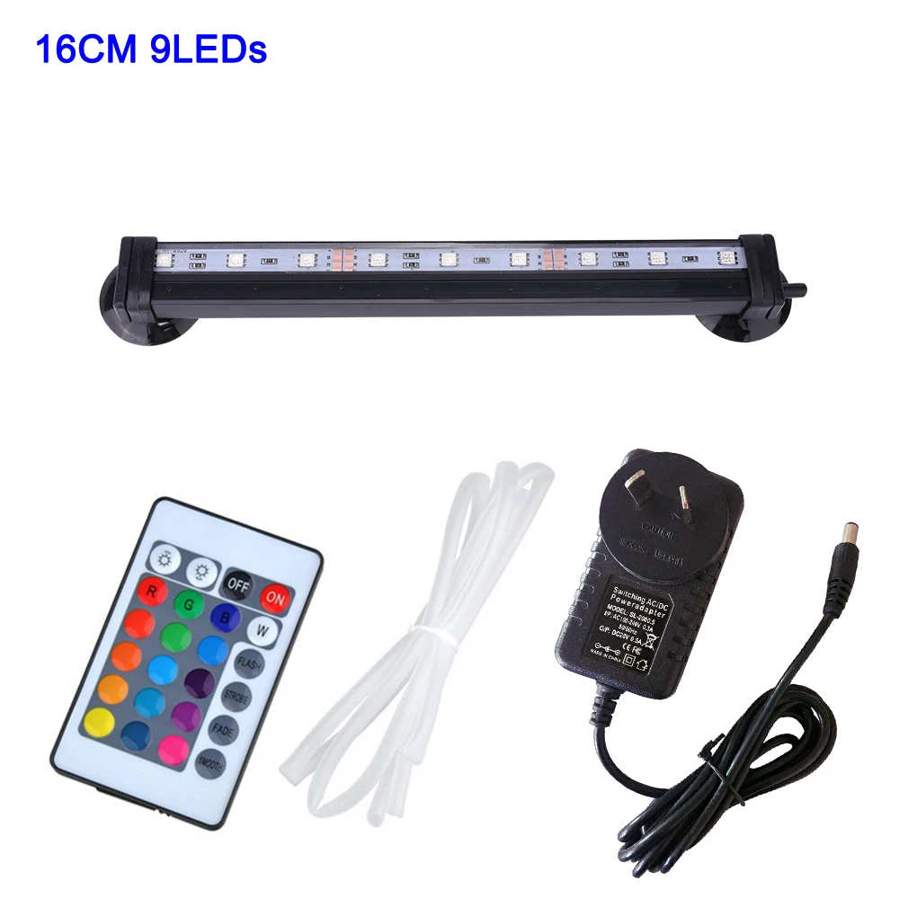 Aquarium Light LED 16- 51CM 5050 RGB Waterproof Remote Control Lamp Aquarium Fish Tank Underwater Submersible Light D30 - Цвет: AU 16CM