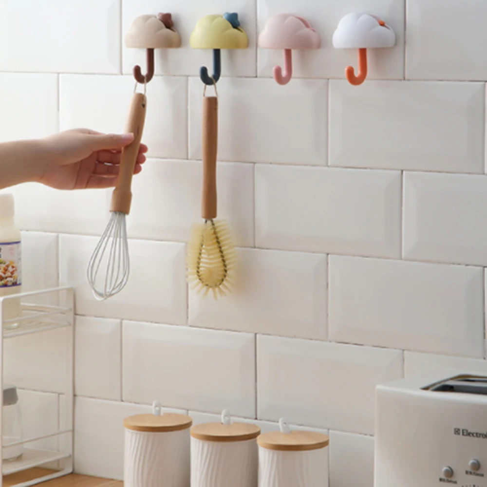 

3pcs Creative Cloud Hook Door Strong Load-bearing Adhesive Wall Hanging Hole-free Coat Hanger Bathroom Kitchen Sticky Rack Hooks