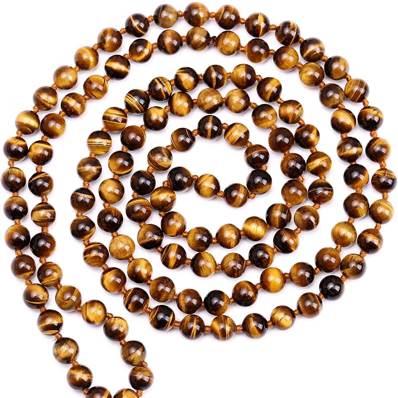 

Long Necklaces for Women Natural Turquoise Tiger's Eye Beads Jewelry Classic Handmade High Quality Gemstone Sweater Chain Gifts