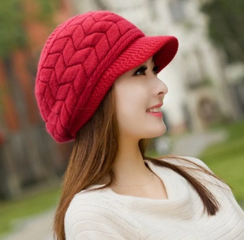 Утолщенная вязаная шапка женские зимние шапки Женская Шапка бини лыжная шапочка
