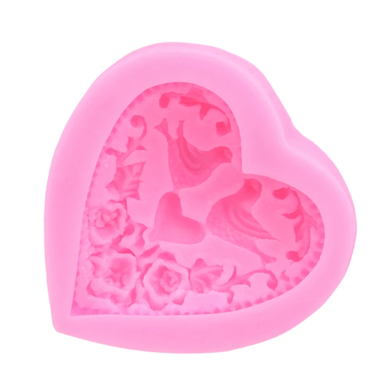 Силиконовые формы сердца шоколад конфеты помадка выпечка торта DIY Любовь Птица