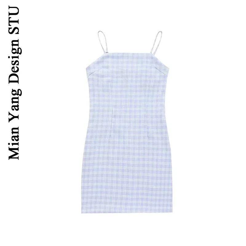 Французское Ретро свежее сарафан в клетку платье Ins блоггер девичий стиль