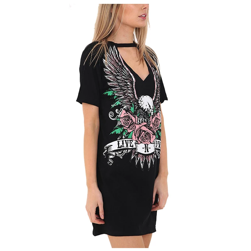 Женское платье с коротким рукавом повседневное свободное платье-мини v-образным