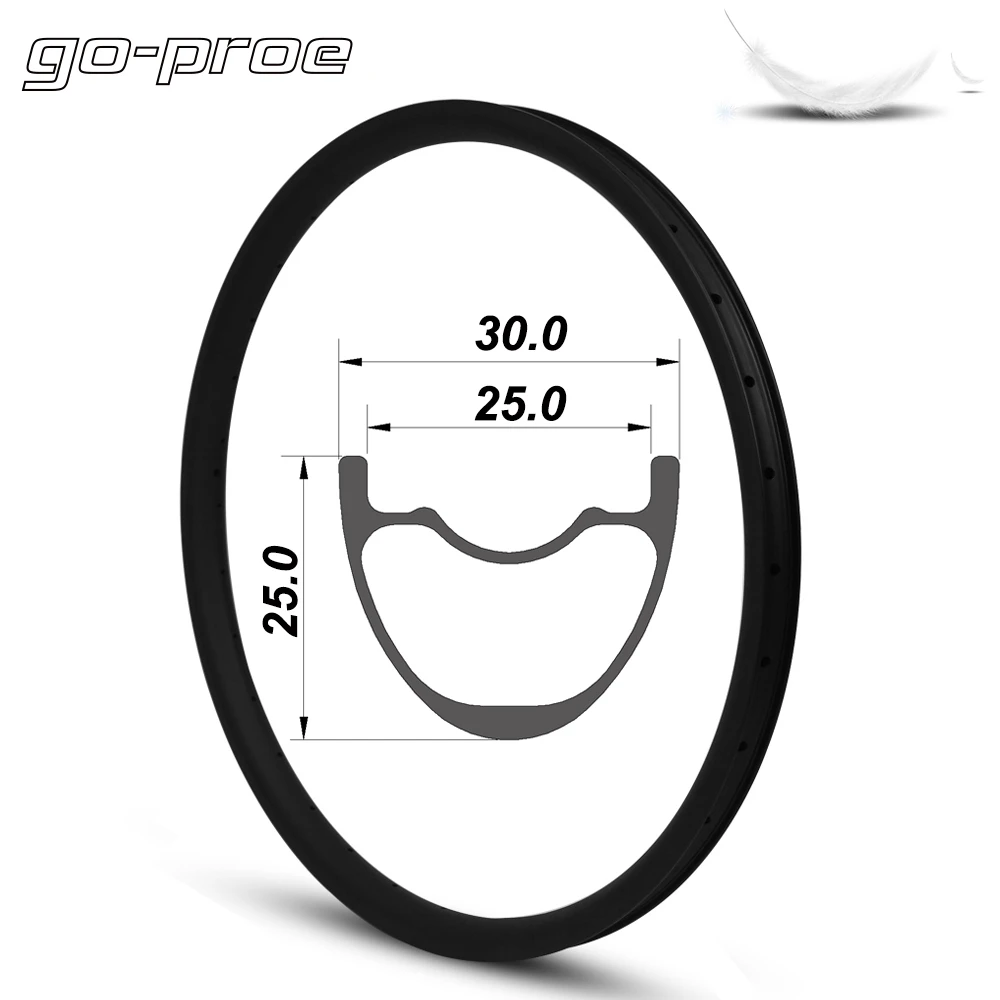 

GO-PROE 26er Tubeless Ready MTB Carbon Rim Hookless Style 30X25mm Rims Only 330g For XC Cross Country Mountain Bicycle Wheelset