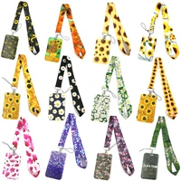flowers creative lanyard card holder student hanging neck phone lanyard badge subway access card holder accessories