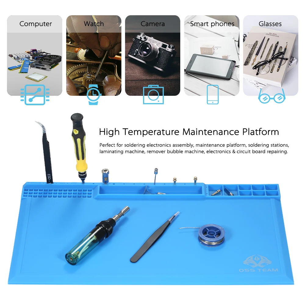 

380*210mm Heat Insulation Silicone Pad for BGA Soldering Repairing Solder Station Mat High Temperature Maintenance Platform