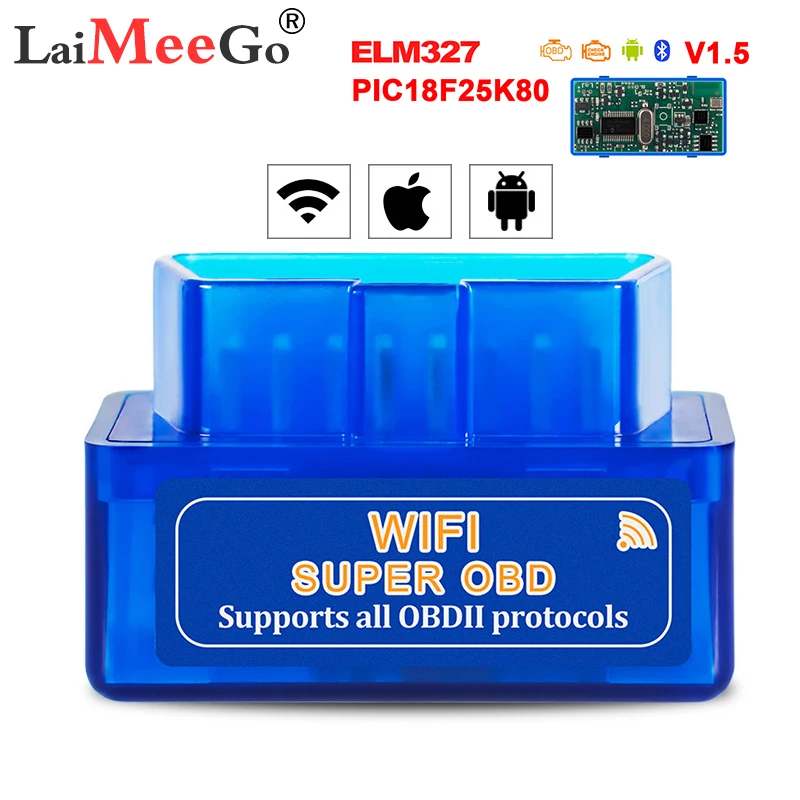 Super Mini Elm327 Bluetooth OBD2 V1.5 Elm 327 WIFI OBDII Автомобильный диагностический инструмент сканер